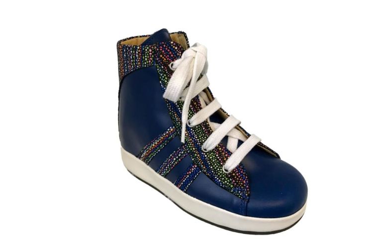 Chaussure bleue points multicolors