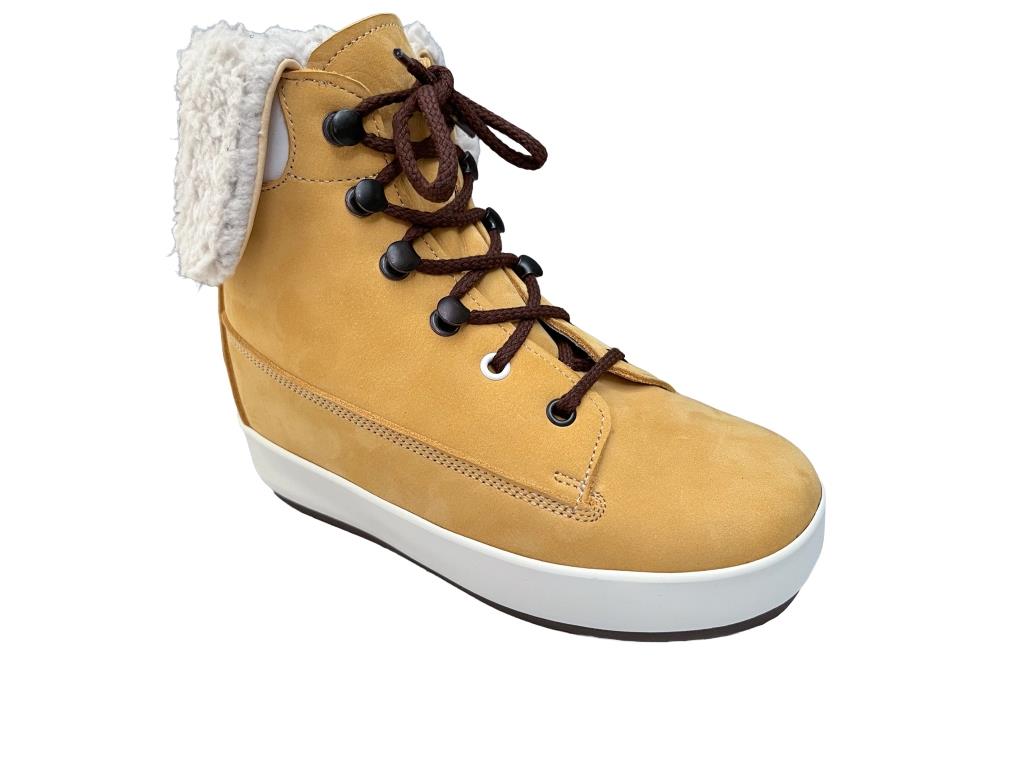Chaussure jaune lacet marron