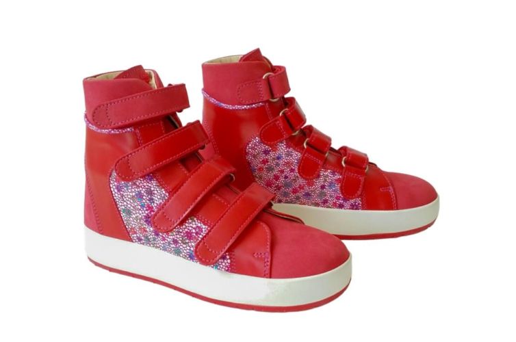 Chaussure rouge fleur multicolor scratch
