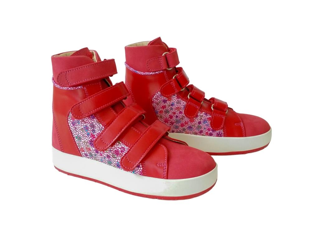 Chaussure rouge fleur multicolor scratch
