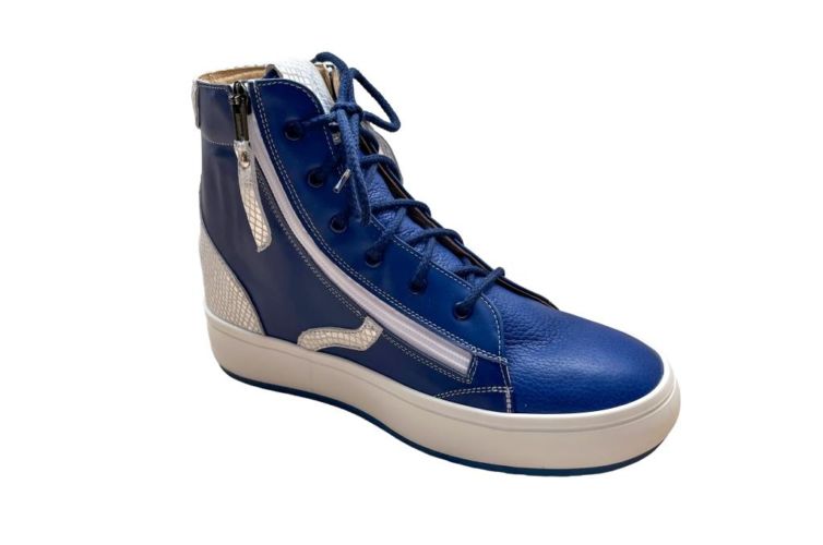 Chaussures bleues bande brillante lacet bleu