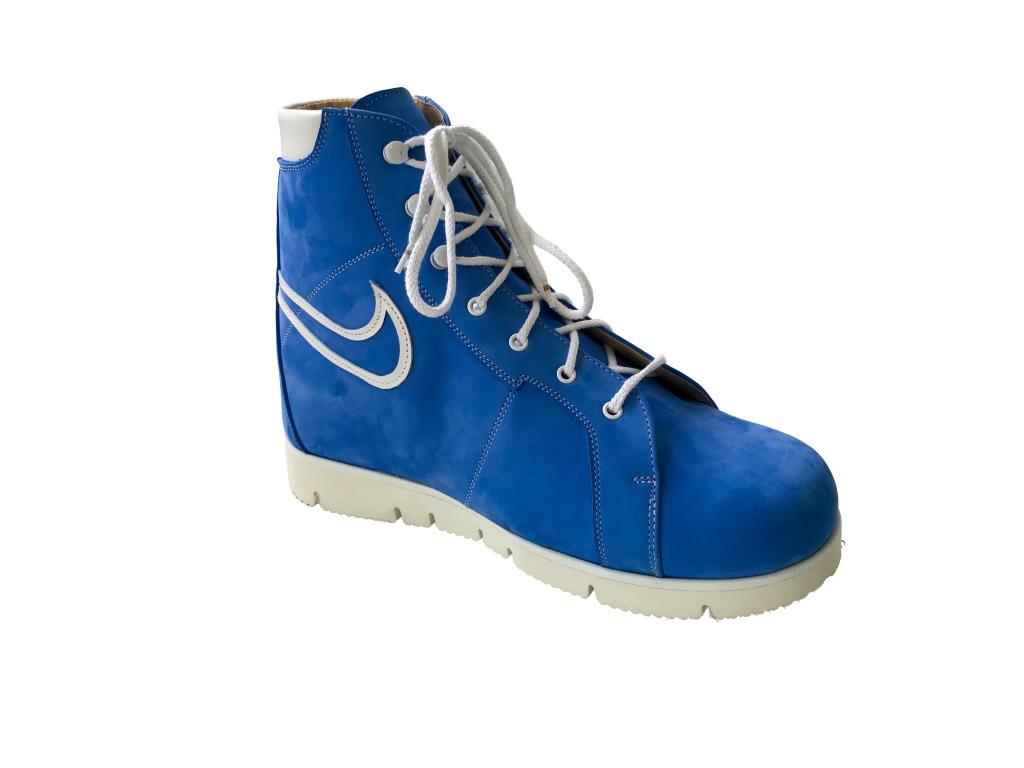 Chaussures bleues lacet blanc