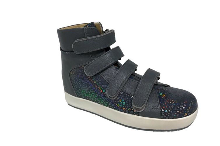 Chaussures noires scratch cuir points multicolor