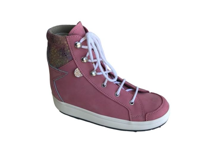 Chaussure rose lacet blanc