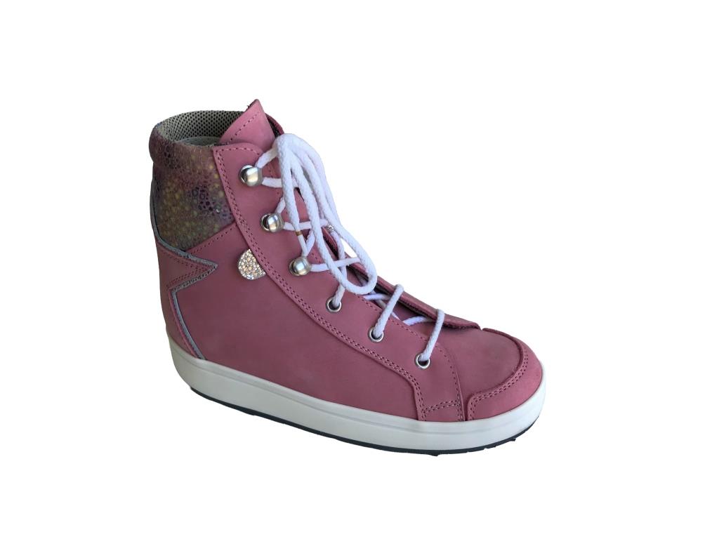 Chaussure rose lacet blanc
